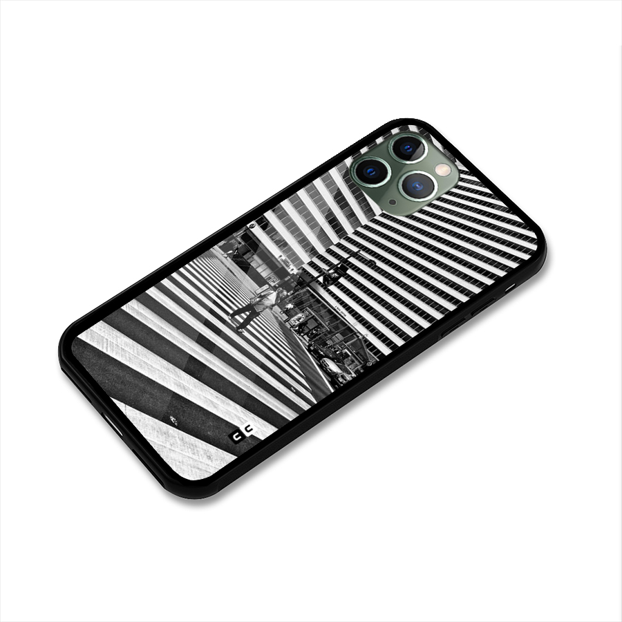 Black White Perspective Glass Back Case for iPhone 11 Pro