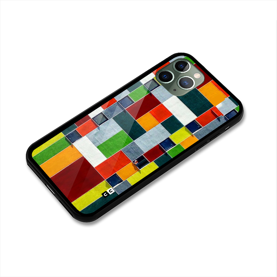 Block Color Design Glass Back Case for iPhone 11 Pro