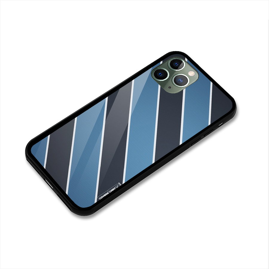 Blue Black Stripes Glass Back Case for iPhone 11 Pro