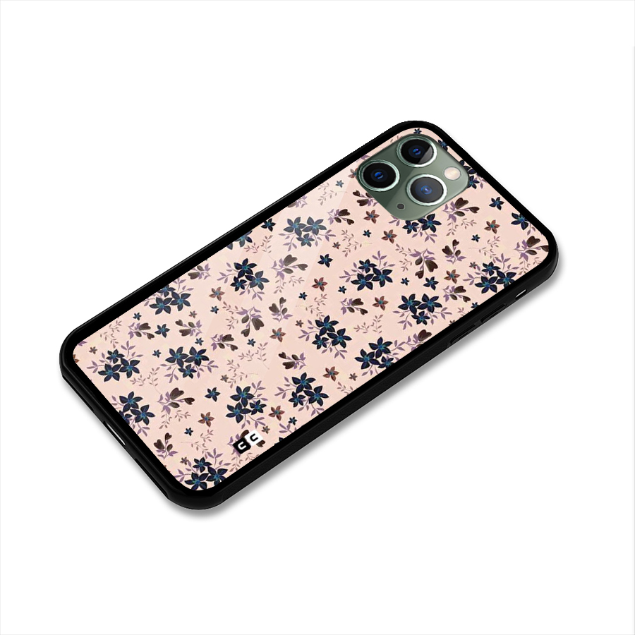 Blue Peach Floral Glass Back Case for iPhone 11 Pro