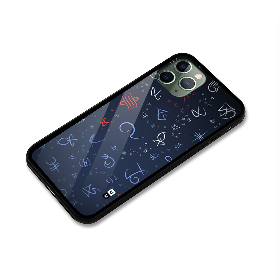 Blue Symbols Glass Back Case for iPhone 11 Pro