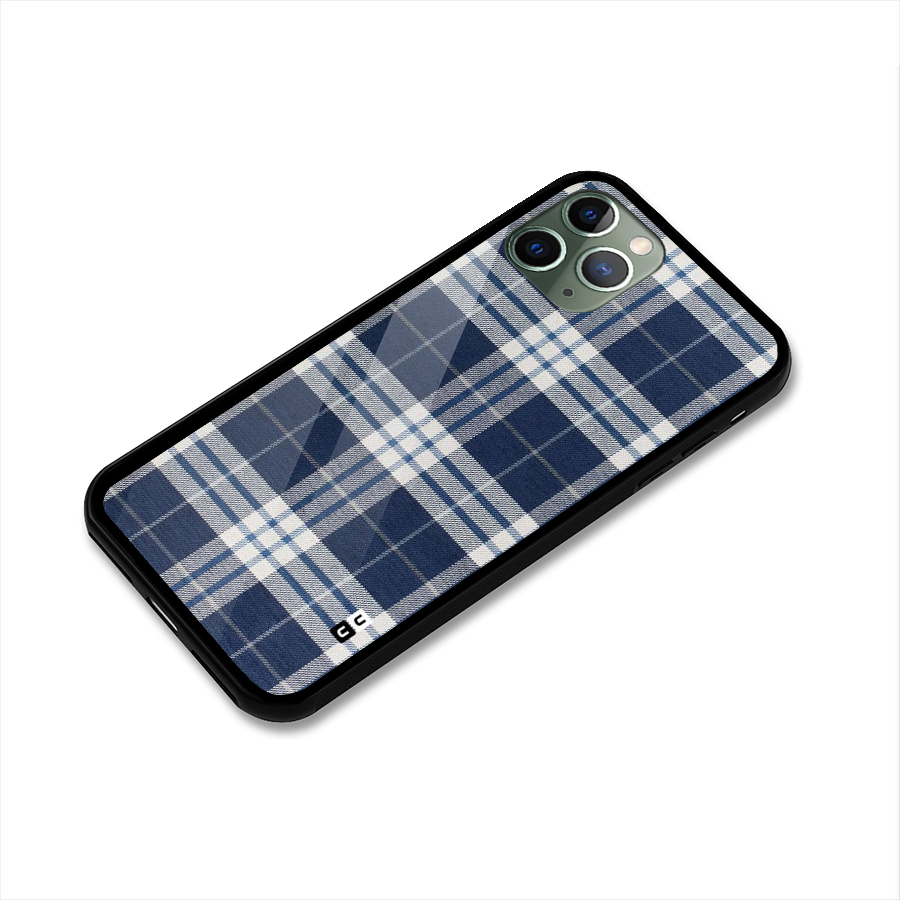 Blue White Check Glass Back Case for iPhone 11 Pro