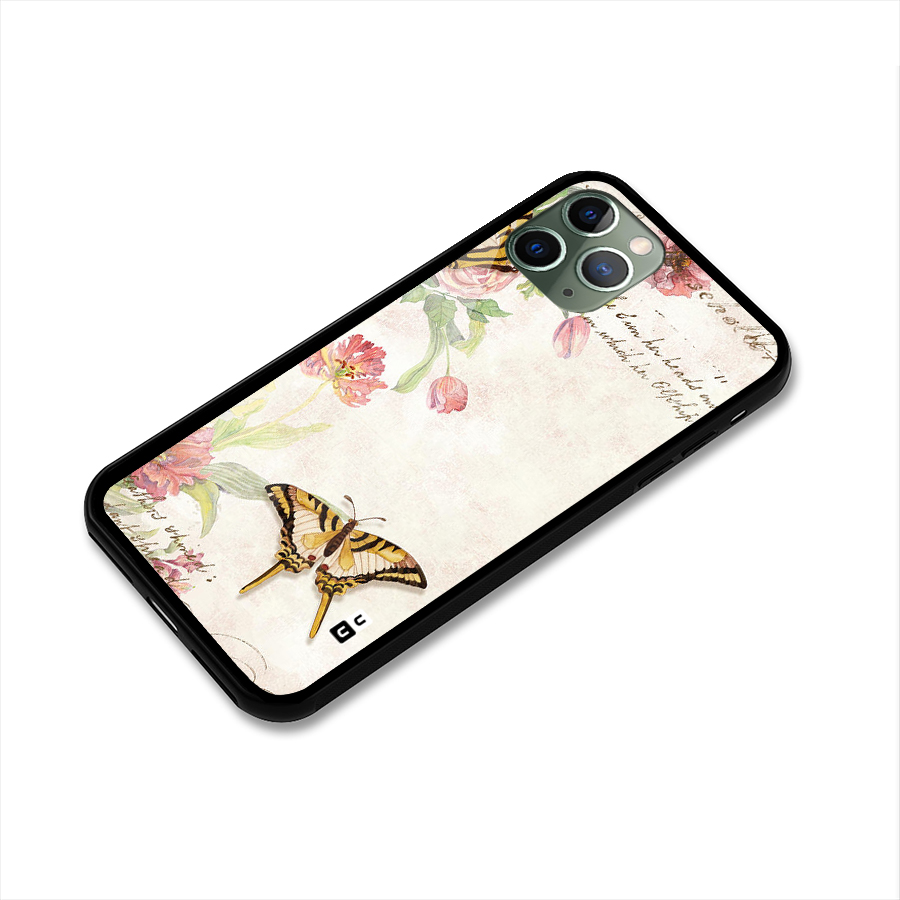 Butterfly Floral Glass Back Case for iPhone 11 Pro