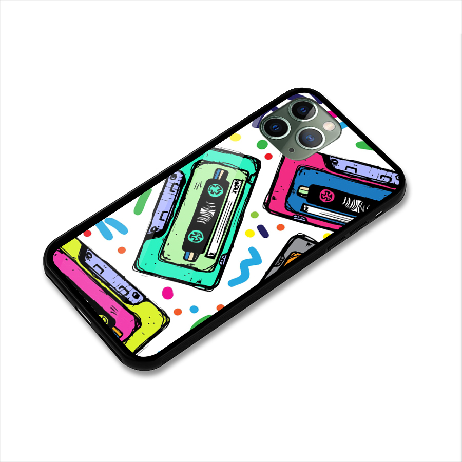 Cassette Pattern Glass Back Case for iPhone 11 Pro