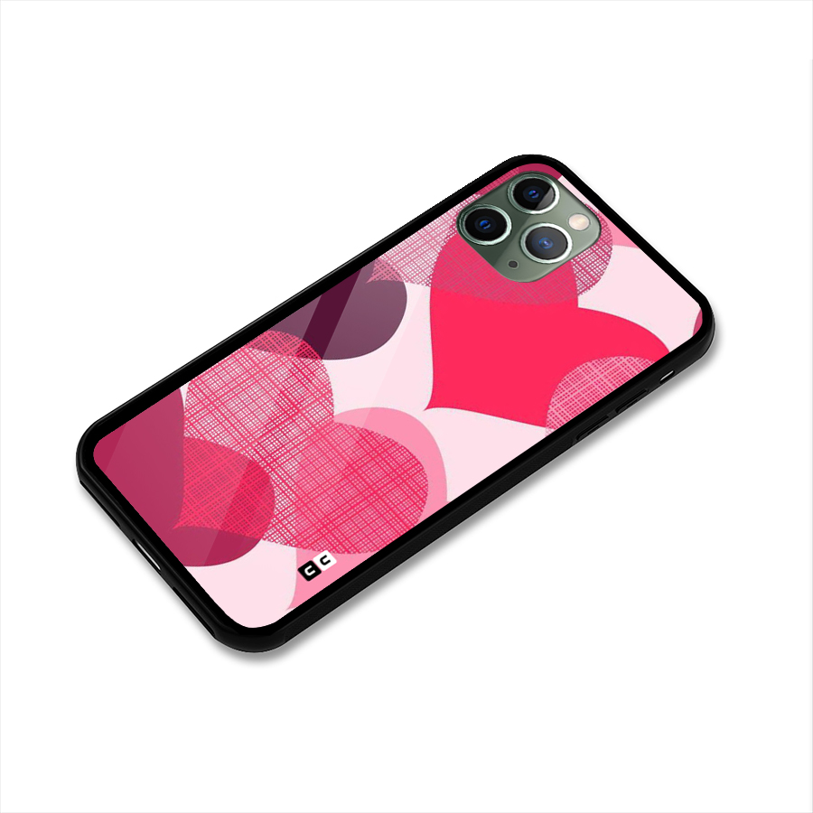 Check Pink Hearts Glass Back Case for iPhone 11 Pro