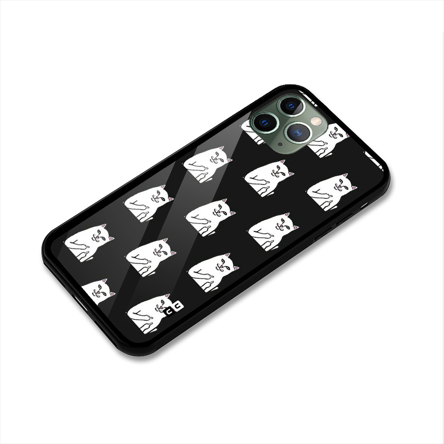 Chill Cat Pattern Glass Back Case for iPhone 11 Pro