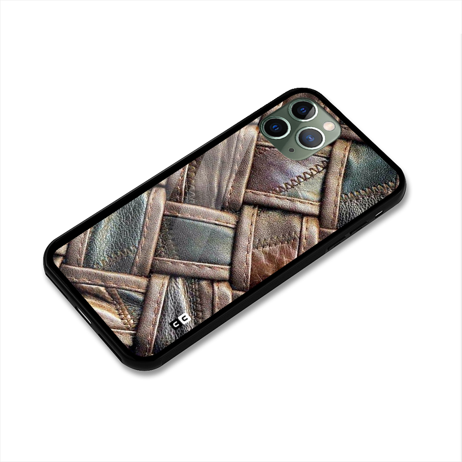 Classic Leather Belt Design Glass Back Case for iPhone 11 Pro