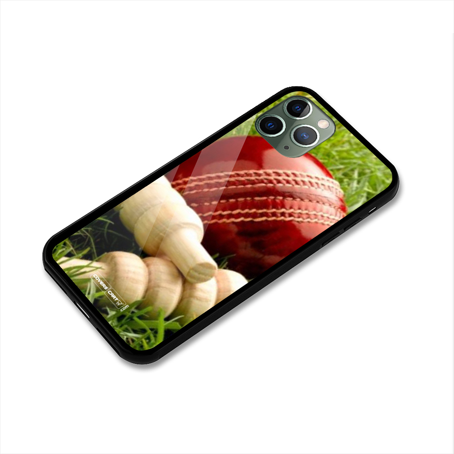 Cricket Ball and Stumps Glass Back Case for iPhone 11 Pro
