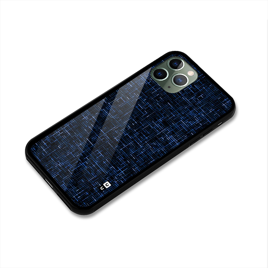 Criss Cross Blue Pattern Glass Back Case for iPhone 11 Pro
