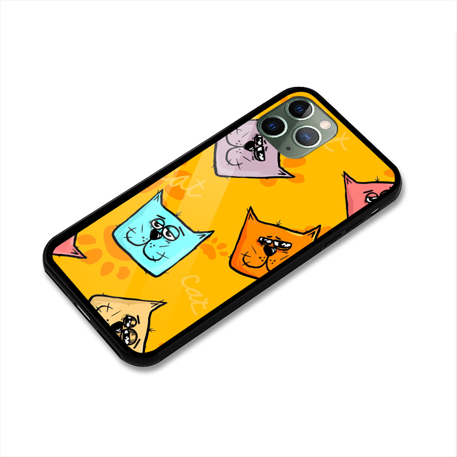 Cute Cat Pattern Glass Back Case for iPhone 11 Pro