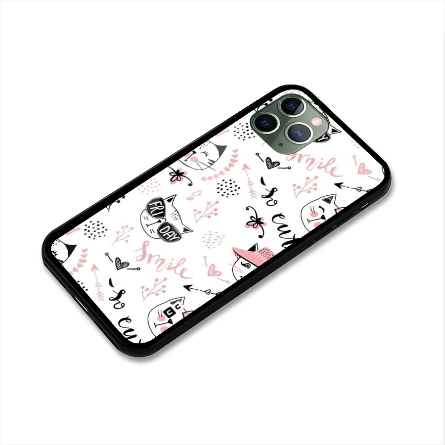 Cute Cat Swag Glass Back Case for iPhone 11 Pro