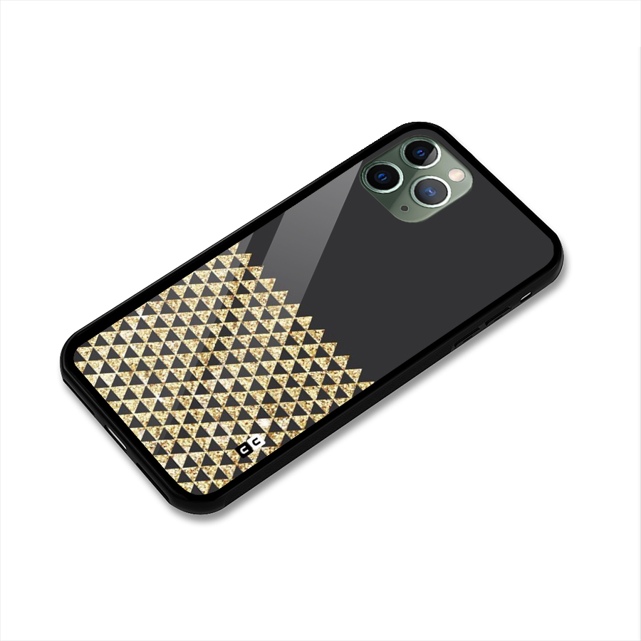 Dark Grey Golden Triangles Glass Back Case for iPhone 11 Pro