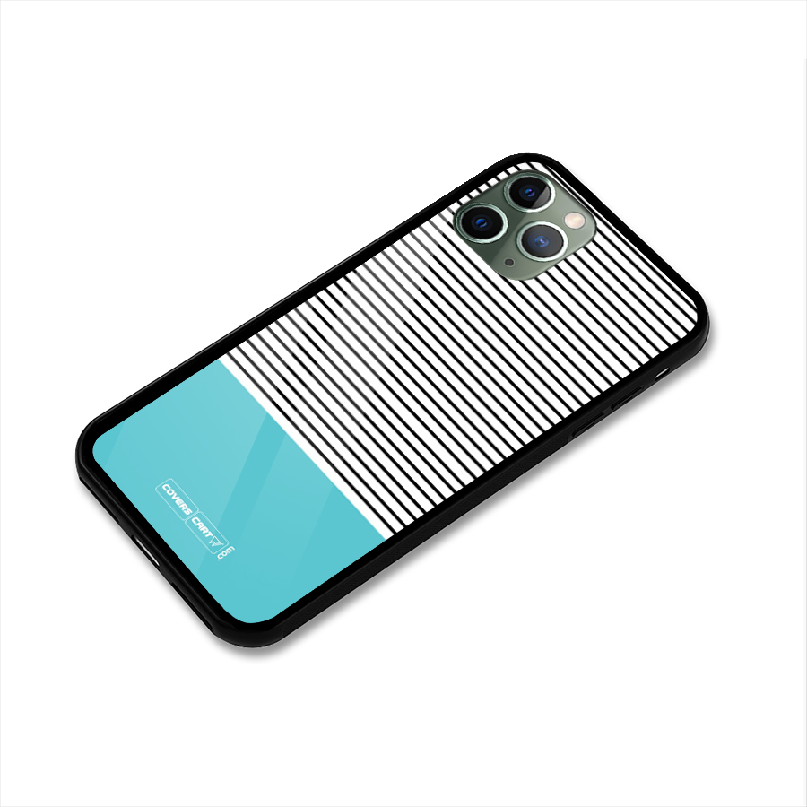 Deep Sky Blue Stripes Glass Back Case for iPhone 11 Pro
