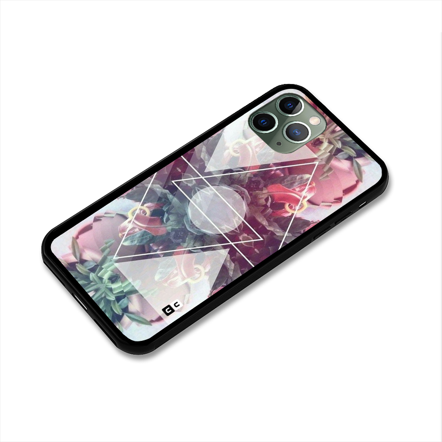 Floral Triangle Glass Back Case for iPhone 11 Pro