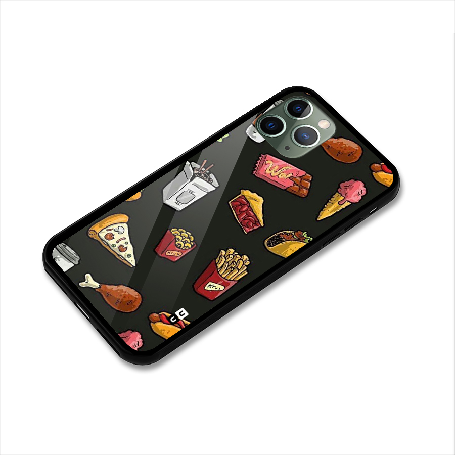 Foodie Pattern Glass Back Case for iPhone 11 Pro