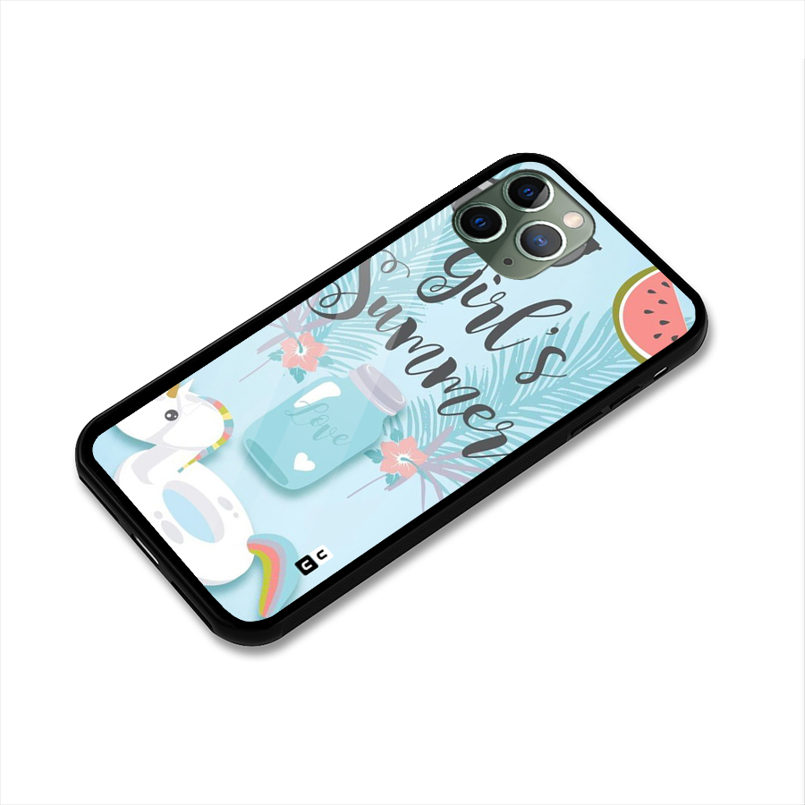 Girls Summer Glass Back Case for iPhone 11 Pro