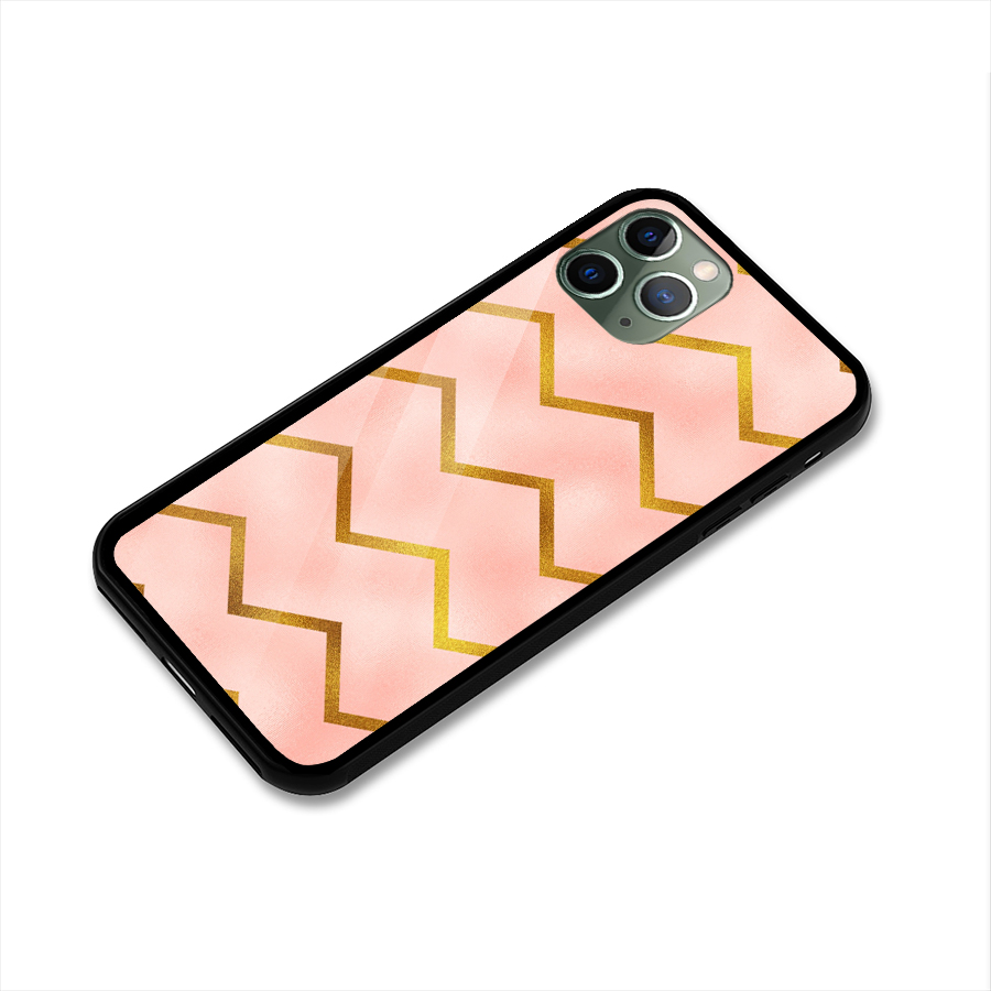 Gold Pink Pattern Glass Back Case for iPhone 11 Pro