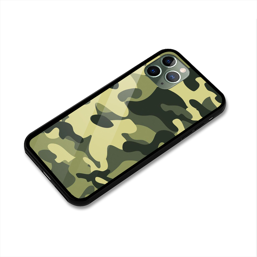 Green Military Pattern Glass Back Case for iPhone 11 Pro