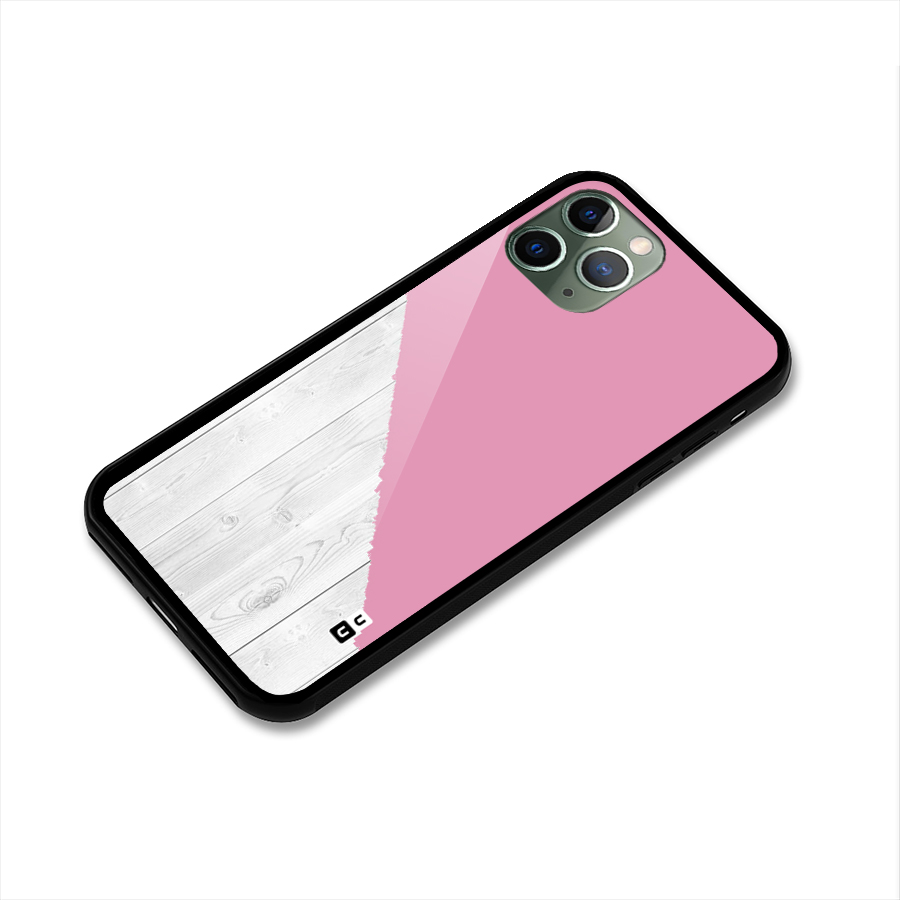 Grey Pink Wooden Design Glass Back Case for iPhone 11 Pro