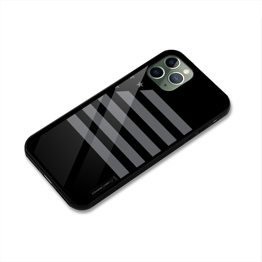 Grey Star Striped Pattern Glass Back Case for iPhone 11 Pro