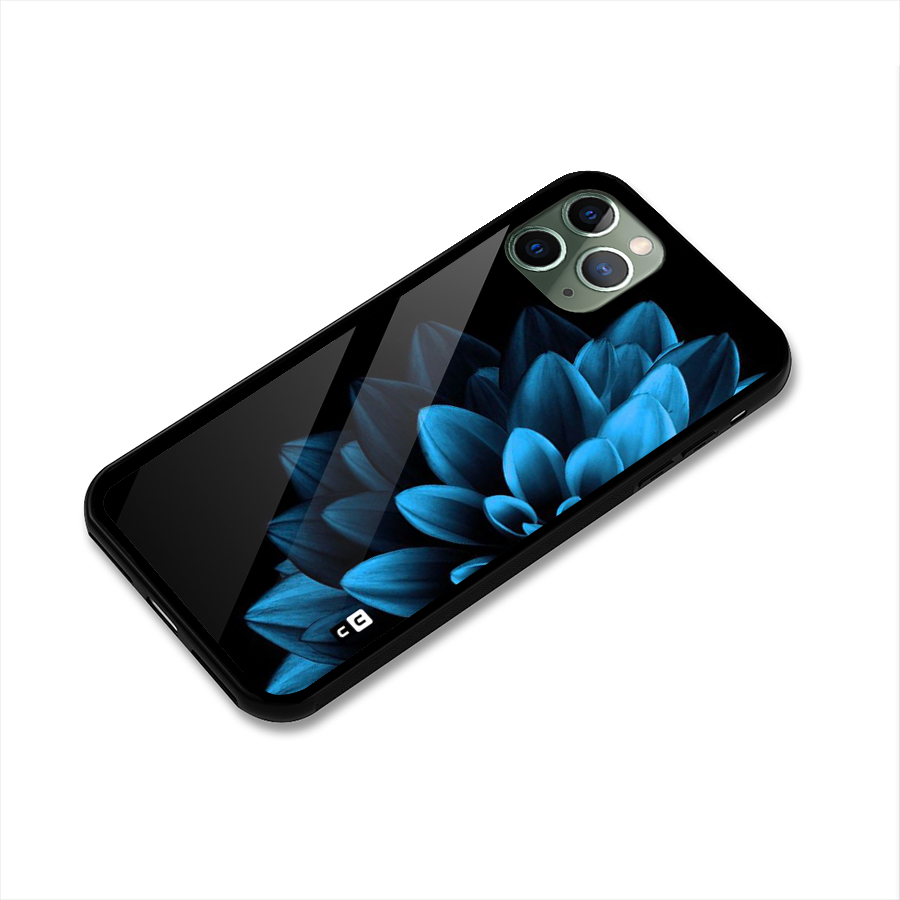 Half Blue Flower Glass Back Case for iPhone 11 Pro