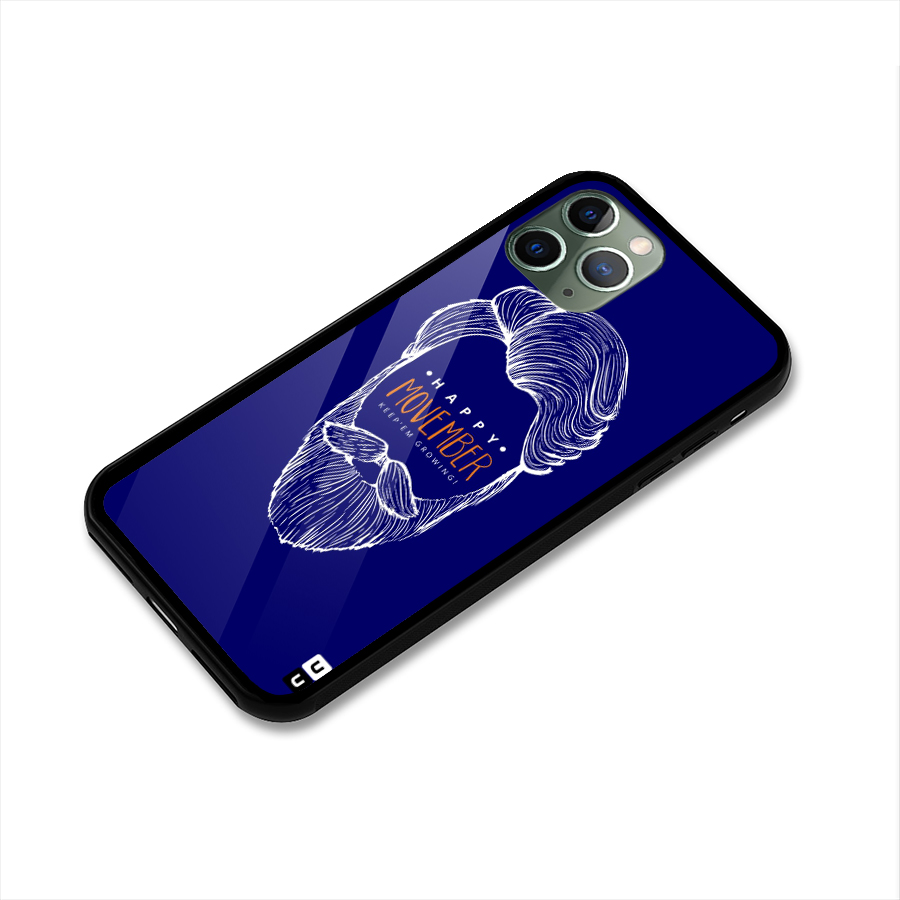 Happy Movember Blue Glass Back Case for iPhone 11 Pro