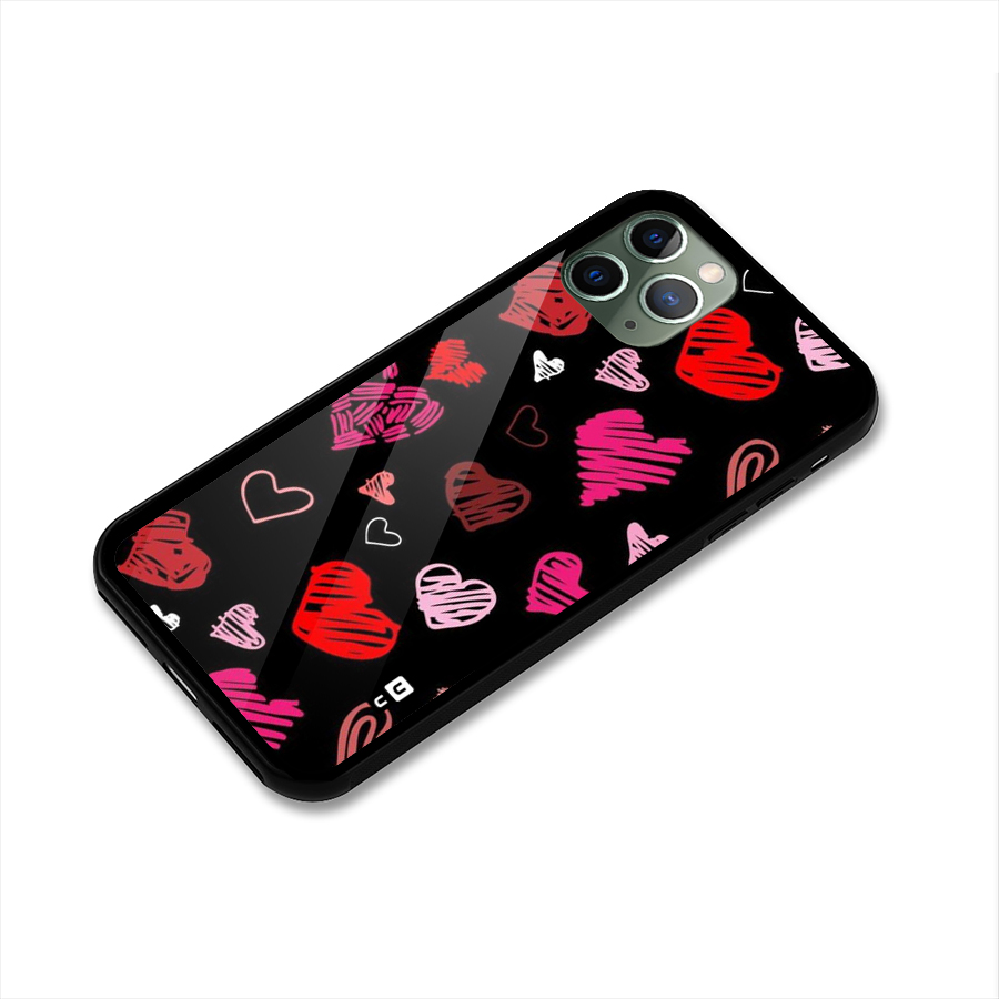 Hearts Art Pattern Glass Back Case for iPhone 11 Pro