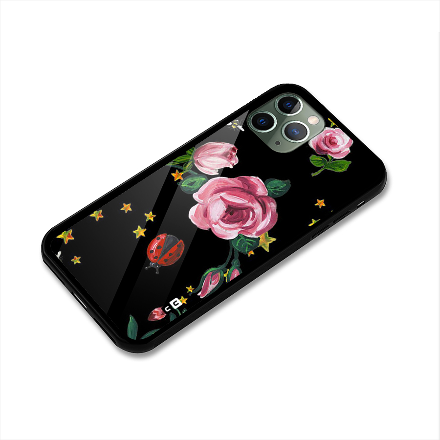 Ladybird And Floral Glass Back Case for iPhone 11 Pro