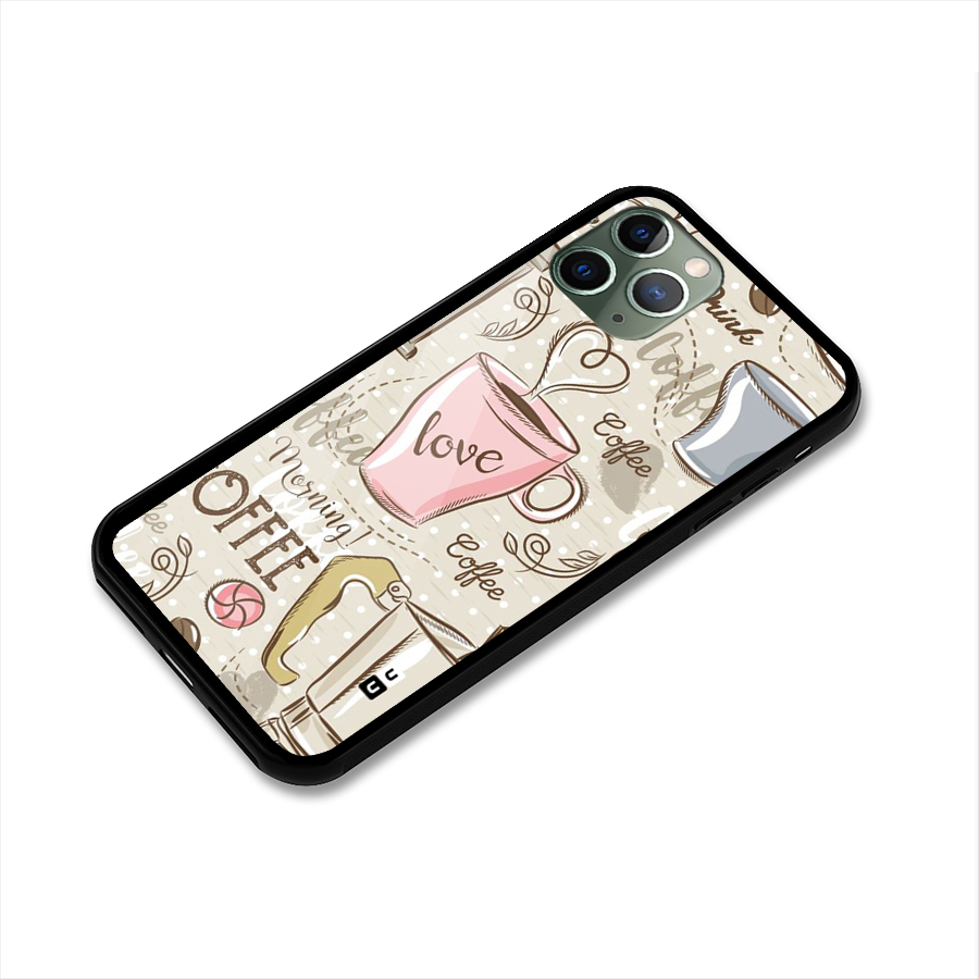 Love Coffee Design Glass Back Case for iPhone 11 Pro