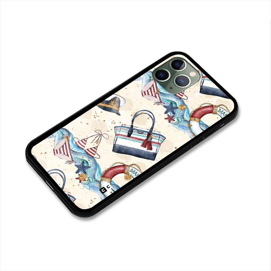 Marine Bag Design Glass Back Case for iPhone 11 Pro