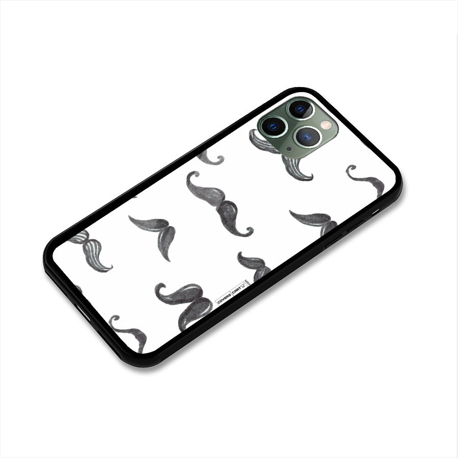 Moustache Pattern (Black) Glass Back Case for iPhone 11 Pro