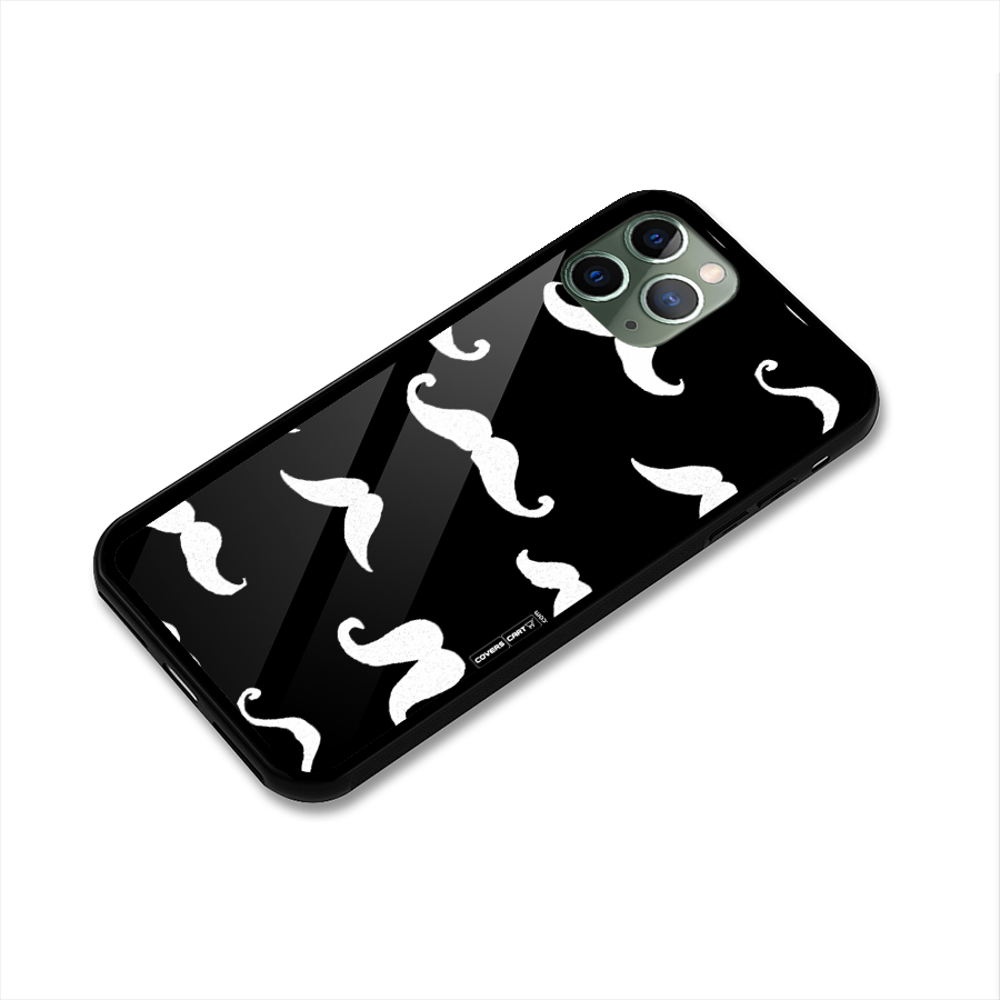 Moustache Pattern (White) Glass Back Case for iPhone 11 Pro
