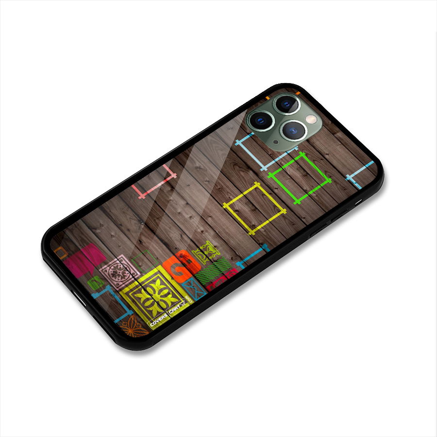 Multicolor Frame Design Glass Back Case for iPhone 11 Pro