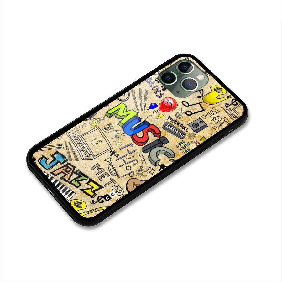 Music Pattern Glass Back Case for iPhone 11 Pro