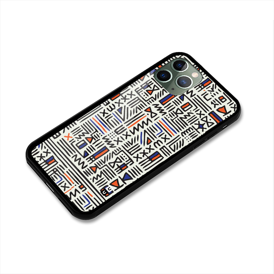 Orange Blue Number Glass Back Case for iPhone 11 Pro