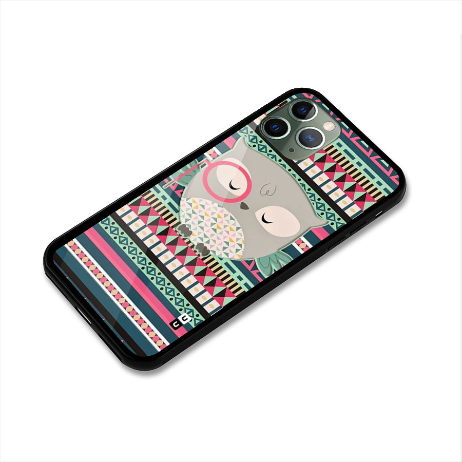 Owl Cute Pattern Glass Back Case for iPhone 11 Pro