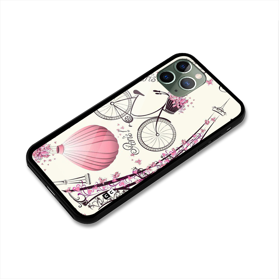 Paris Clipart Glass Back Case for iPhone 11 Pro