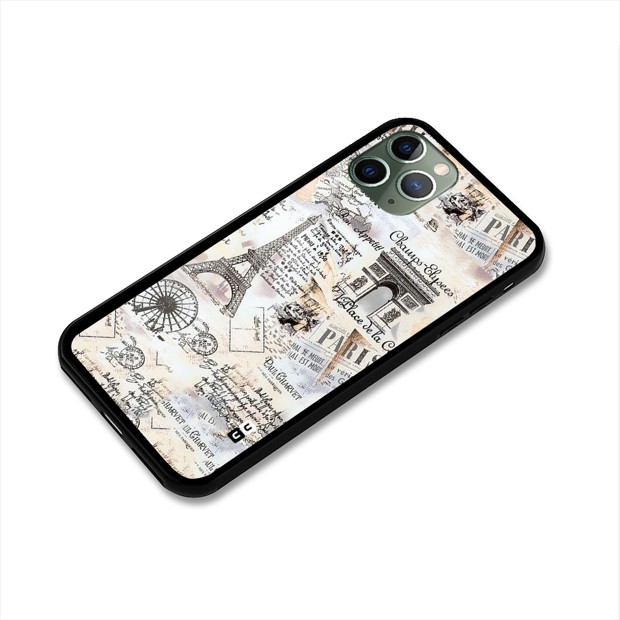 Paris Paper Glass Back Case for iPhone 11 Pro