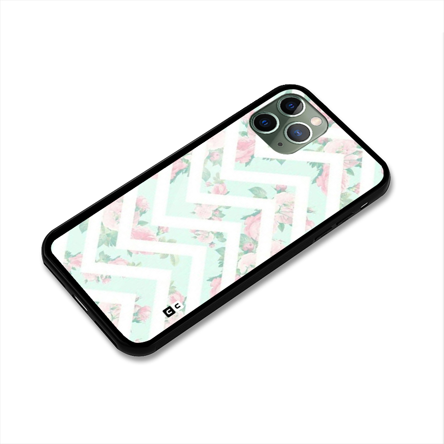 Pastel Floral Zig Zag Glass Back Case for iPhone 11 Pro