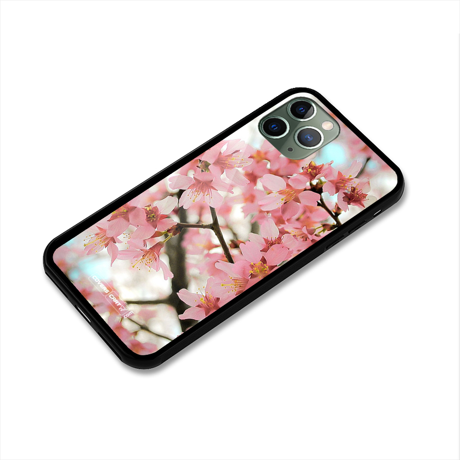 Peach Floral Glass Back Case for iPhone 11 Pro