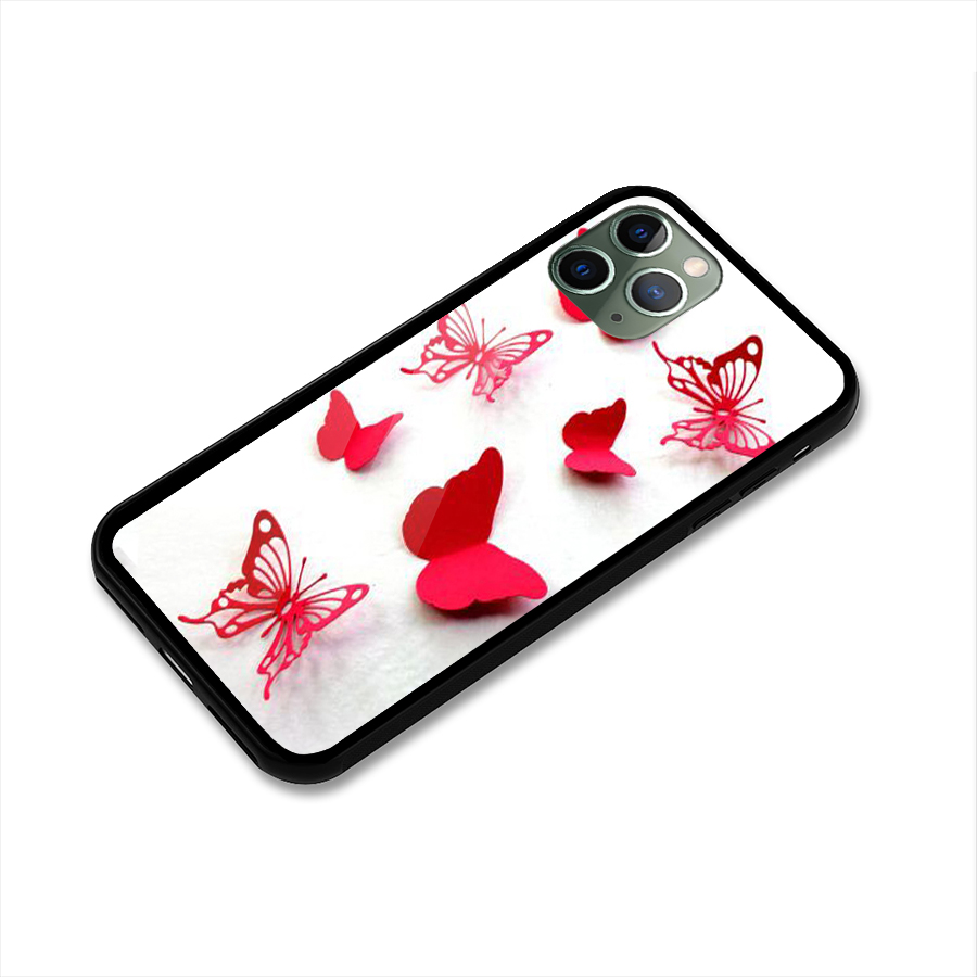 Red Butterflies Glass Back Case for iPhone 11 Pro