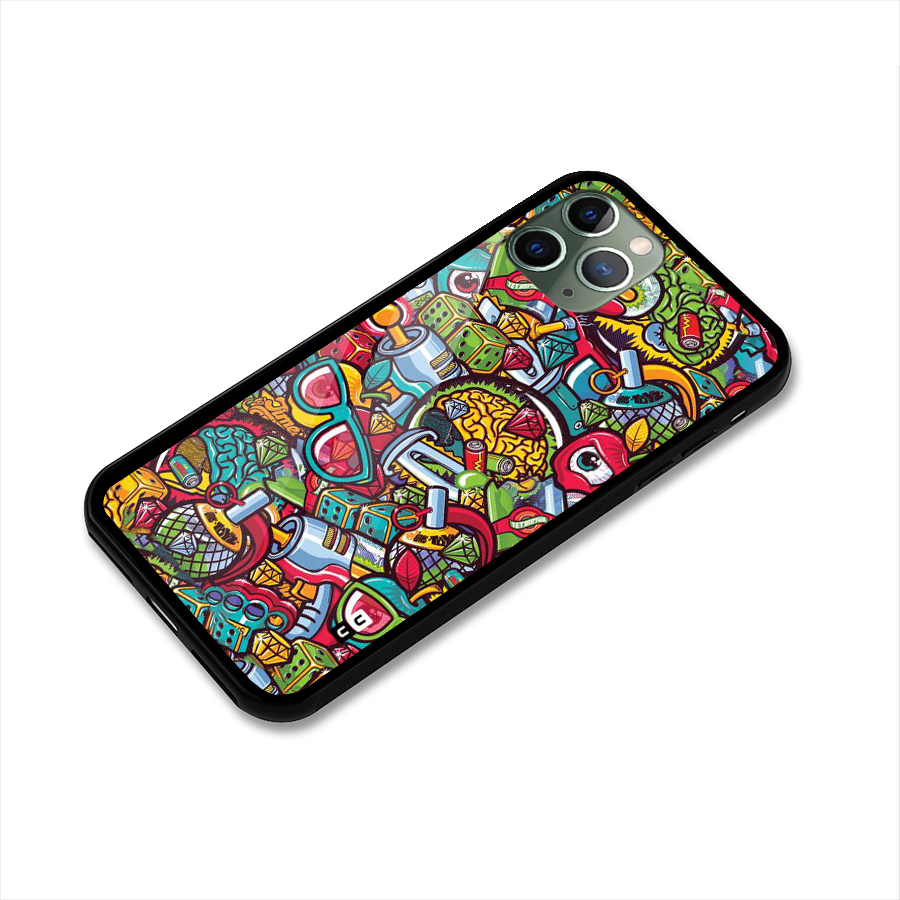 Retro Diamond Design Glass Back Case for iPhone 11 Pro