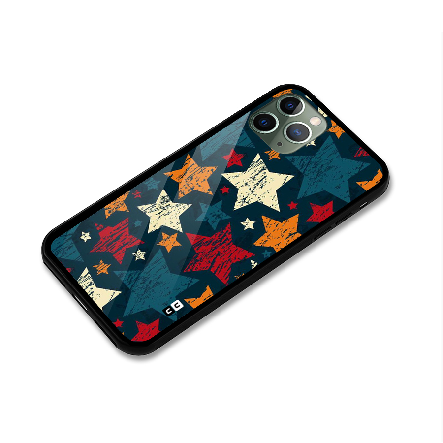 Rugged Star Design Glass Back Case for iPhone 11 Pro