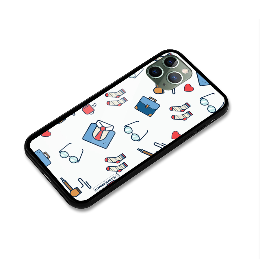 Shirt Spectacles Pattern Glass Back Case for iPhone 11 Pro