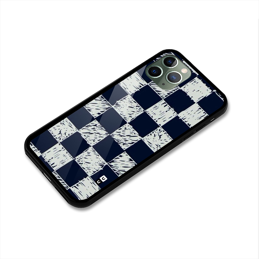 Sketchy Check Design Glass Back Case for iPhone 11 Pro