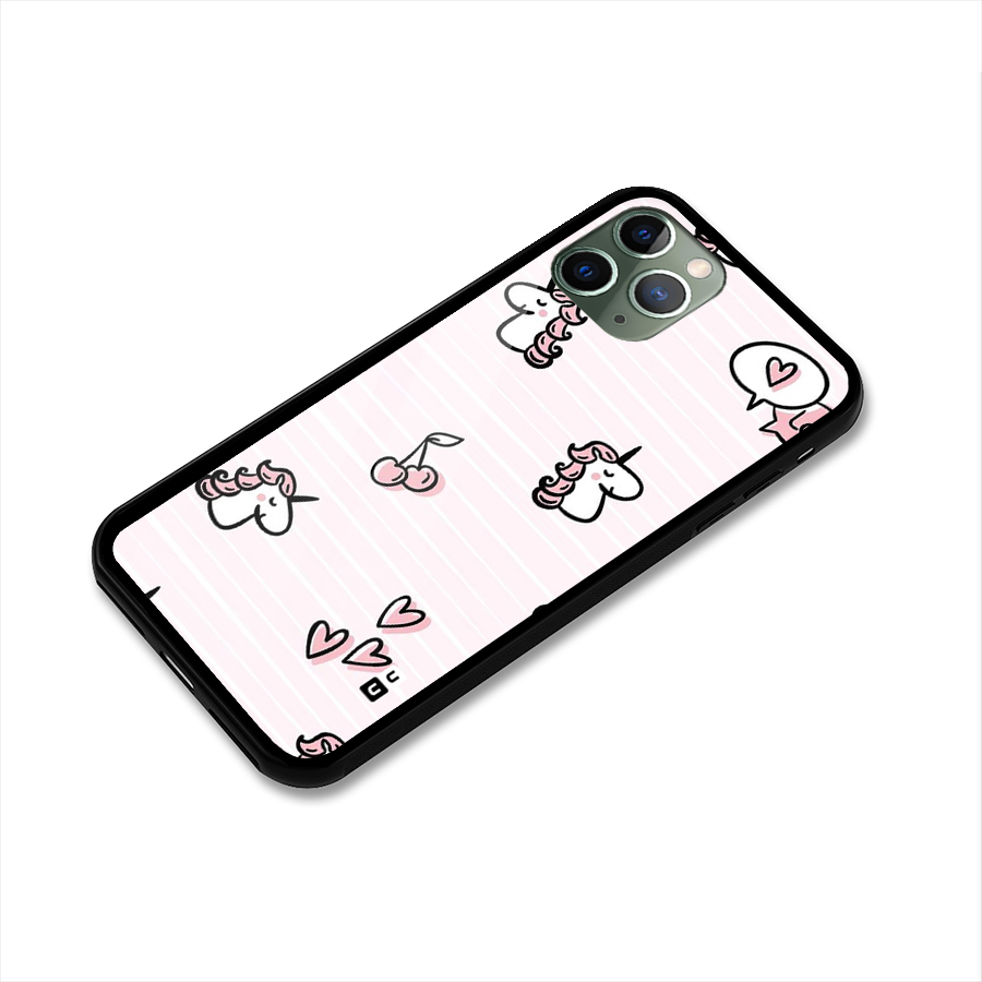 Strawberries And Unicorns Glass Back Case for iPhone 11 Pro