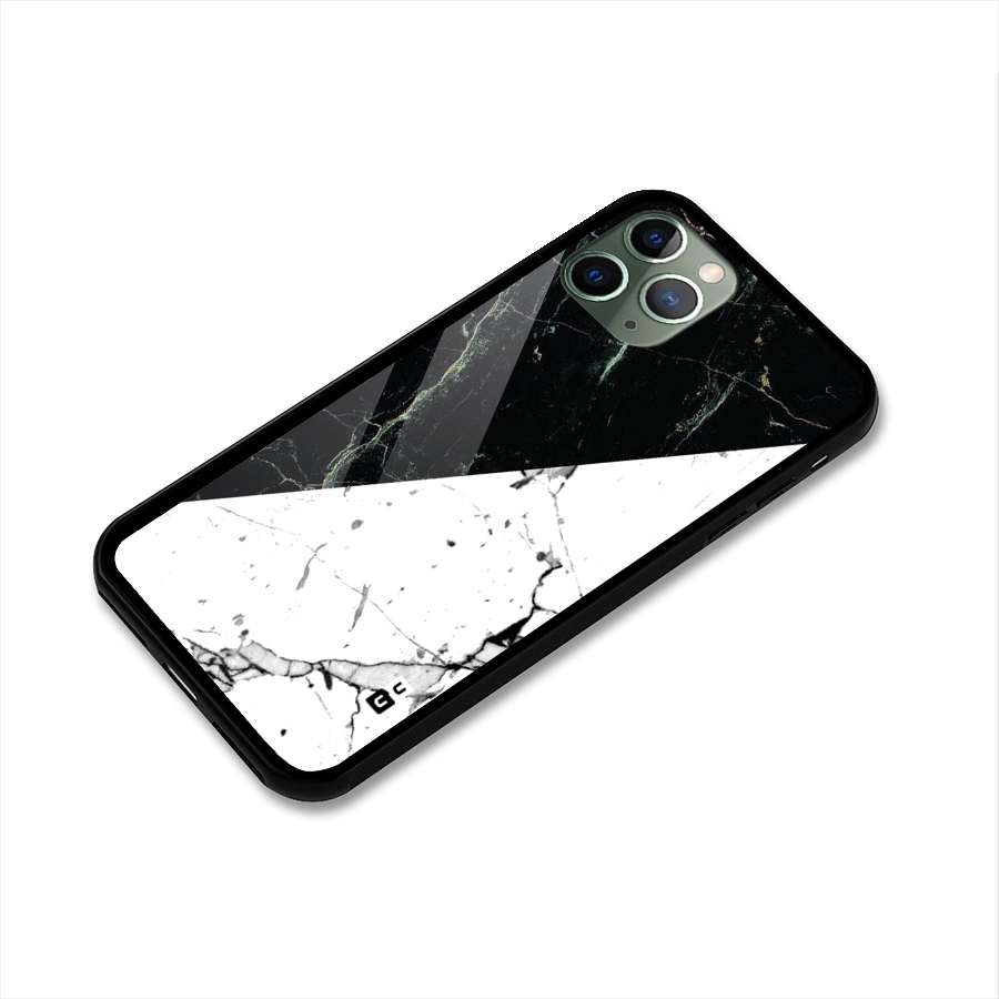 Stylish Diagonal Marble Glass Back Case for iPhone 11 Pro