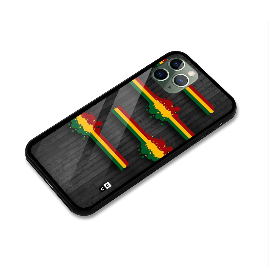 Tricolor Splash Design Glass Back Case for iPhone 11 Pro