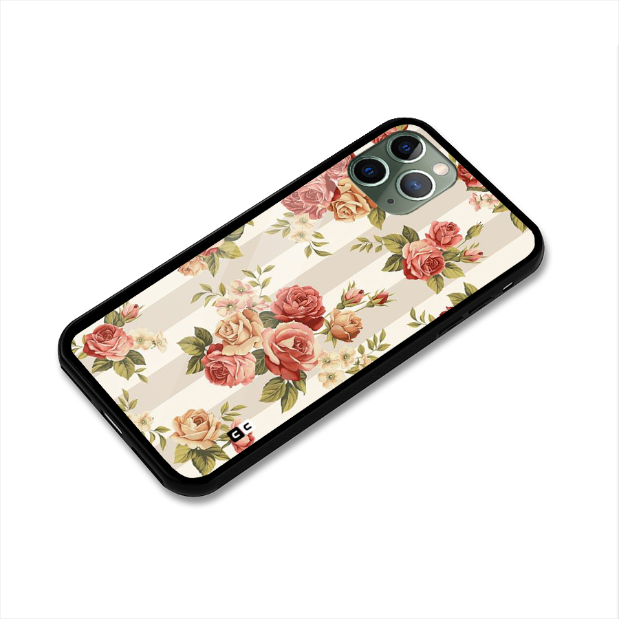 Vintage Color Flowers Glass Back Case for iPhone 11 Pro