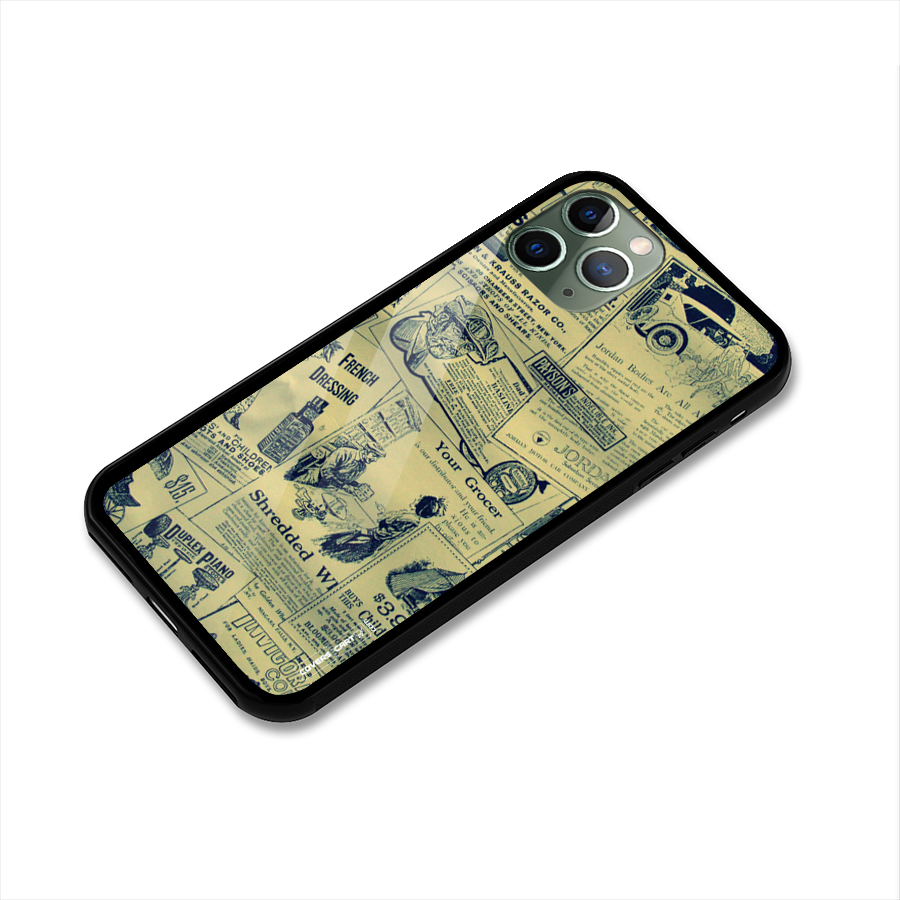 Vintage Newspaper Cutouts Glass Back Case for iPhone 11 Pro